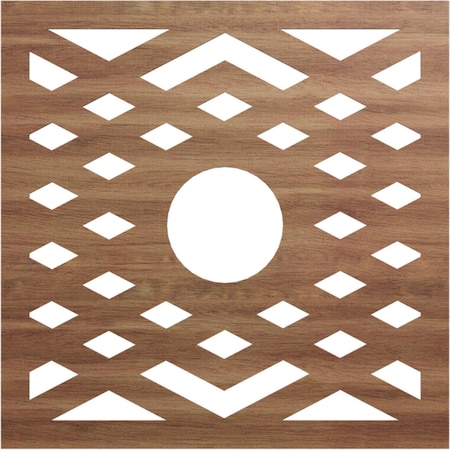 Ekena Millwork Chevron Wood Fretwork Pierced Ceiling Medallion, Walnut, 34"OD x 8 3/4"ID x 1/4"T CMWP34X34X0250CHWA